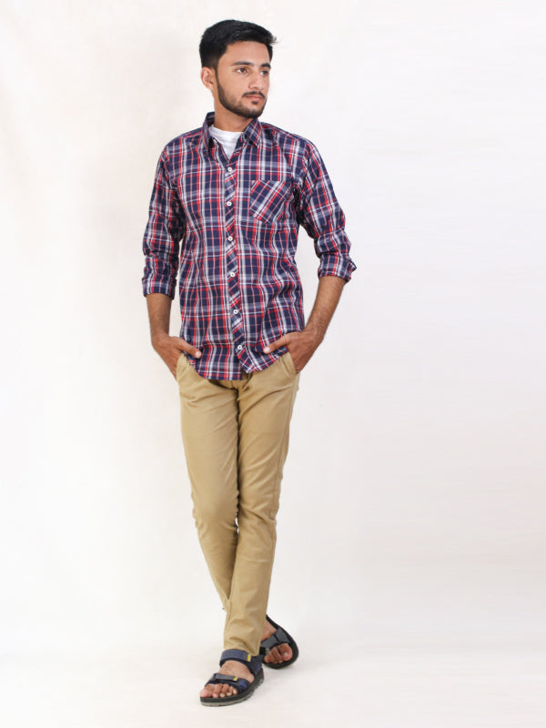 MCS11 AZ Men's Cotton Casual Shirt BR Checks