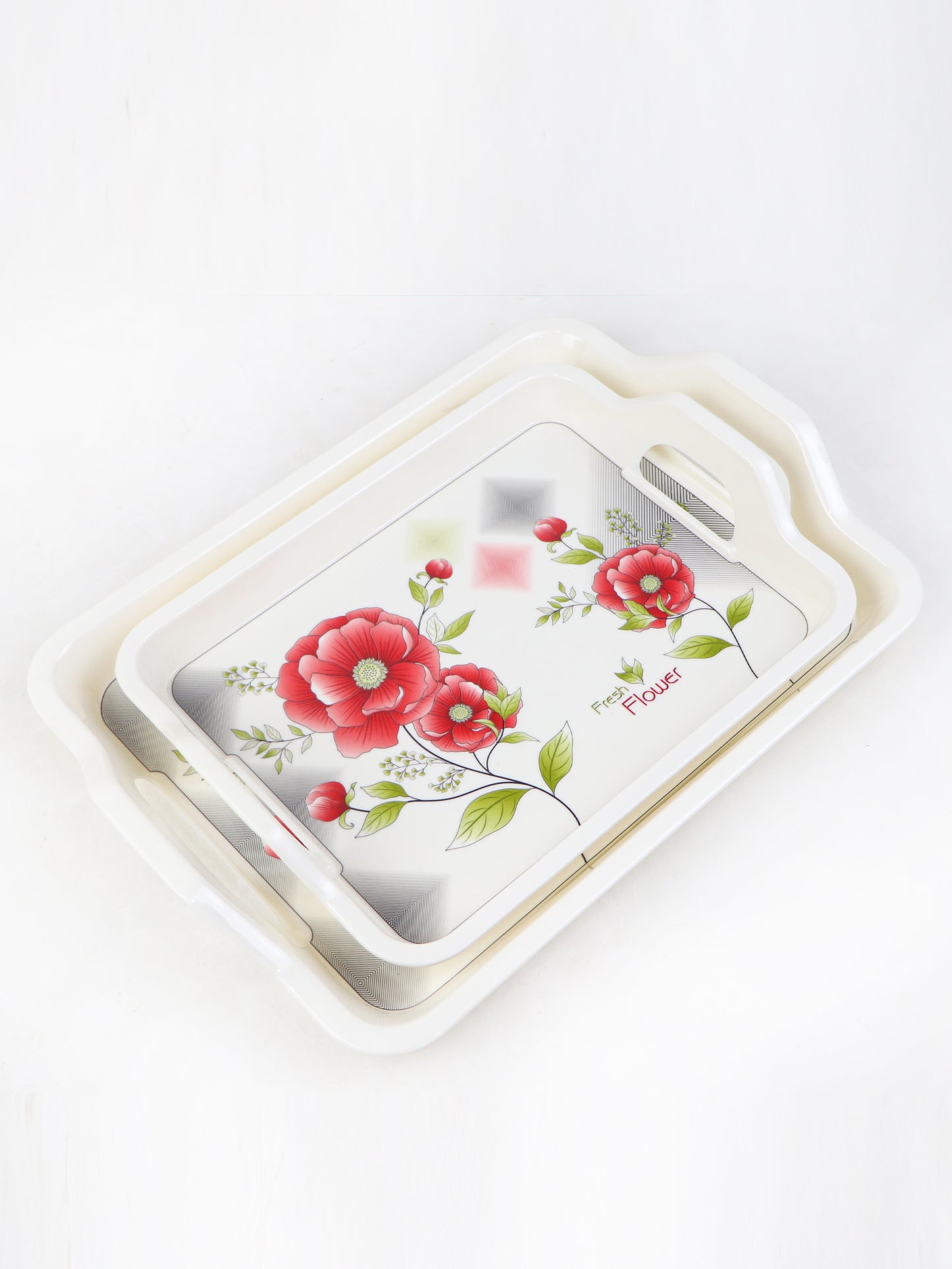 Pack of 2 Melamine Serving Tray Designed 06