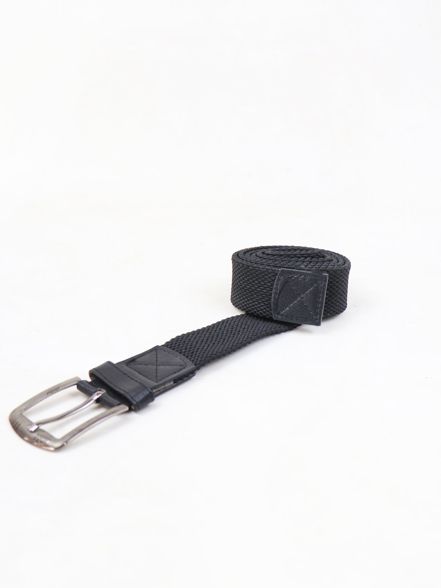 MB80 Men Canvas Elastic Fabric Woven Stretch Braided Belt Black