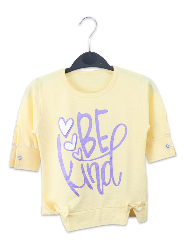 ATT Girls T-Shirt 3.5 Yrs - 9 Yrs Be Kind Light Yellow