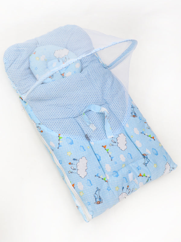 N 2Pcs Newborn Baby Sleeping Bag With Mosquito Net Light Blue