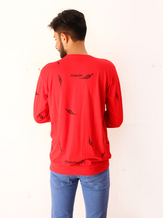 Red Jasnon Full Sleeve Printed T-Shirt For Men SN MTS76