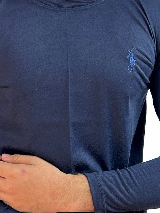 Navy Blue Plain Full Sleeves T-Shirt For Men MG MTS98