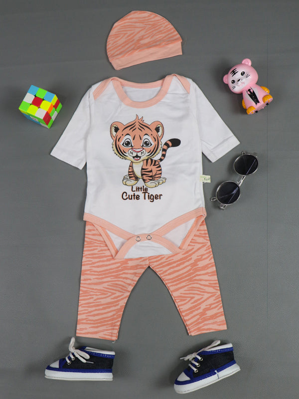 0Mth - 3Mth Tiger Light Peach Romper For Newborn AJ NBR24