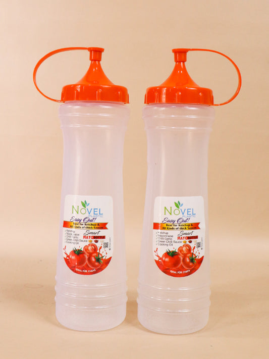 Pack Of 2 Orange Novel Transparent Large Ketchup Bottle