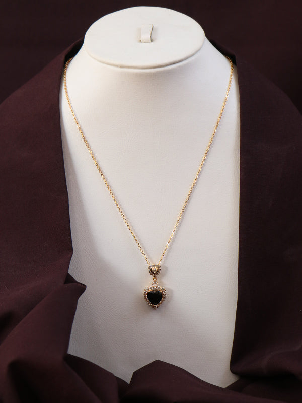 Heart Shaped Pendant Necklace Black