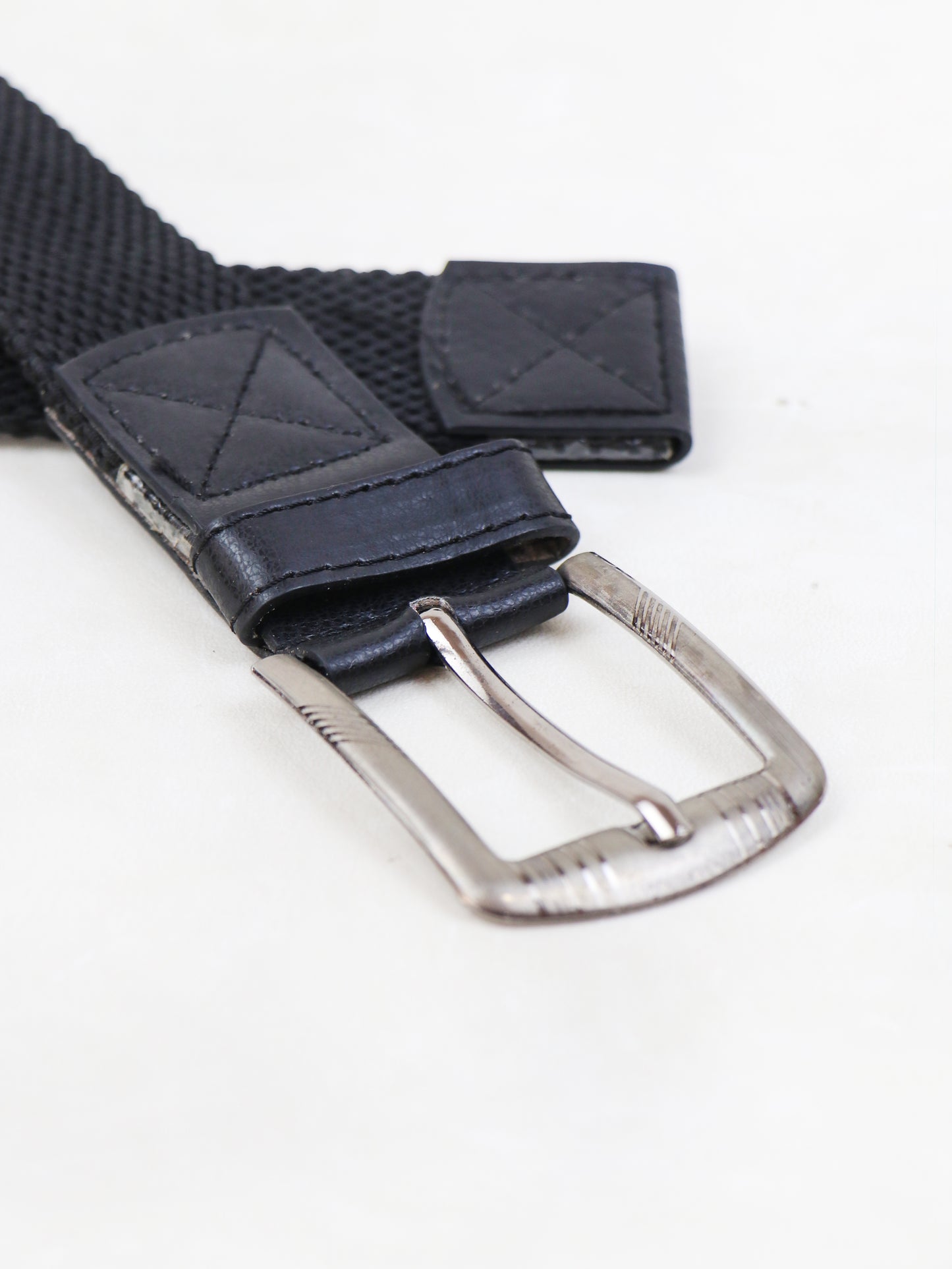 Men Canvas Elastic Fabric Woven Stretch Braided Belt Black