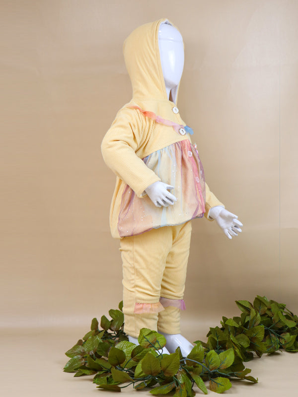 NBYS07 BG Hooded Newborn Baby Suit 0Mth - 6Mth Angel Light Yellow