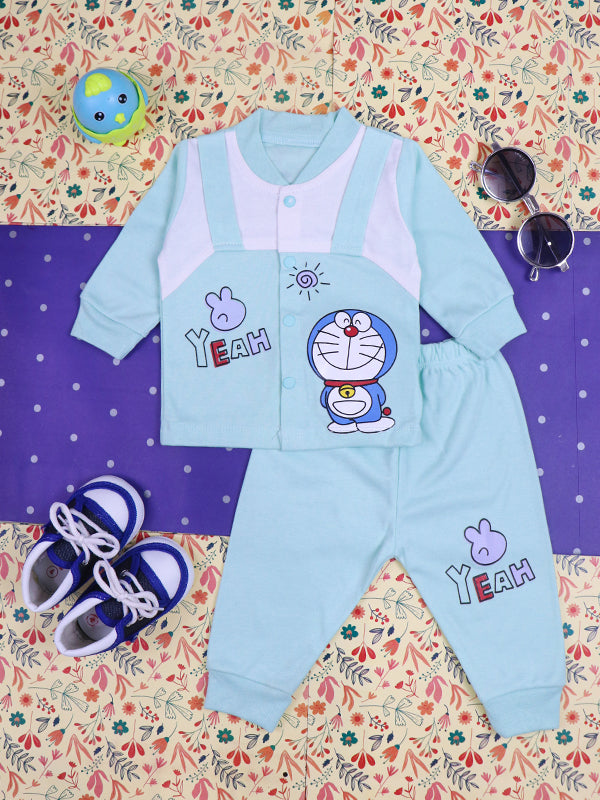 0Mth - 9Mth Doraemon Light Cyan Baba Suit For Newborns BG NBS73