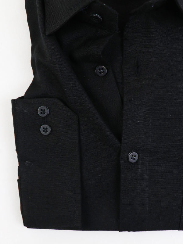Z Men's Plain Chambray Formal Dress Shirt Black