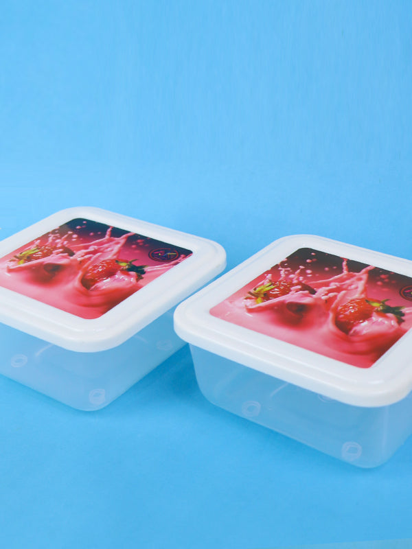 Pack of 2 Plastic Food Storage Box Strawberry