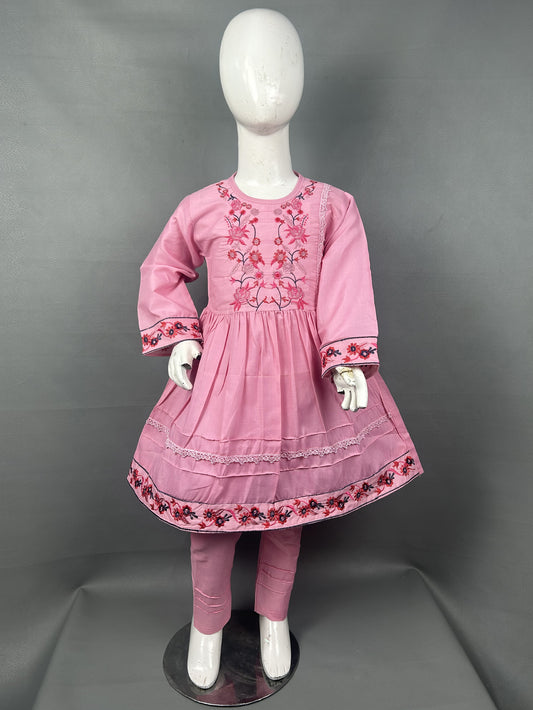5Yr - 12Yrs Pink Embroidered Suit For Girls RZ GS151