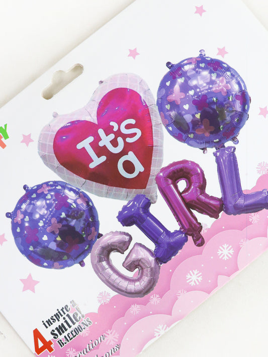 BP19 Baby Girl 4 Pcs Foil Balloons