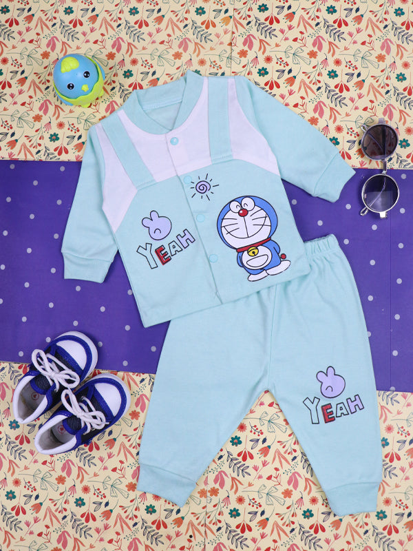 0Mth - 9Mth Doraemon Light Cyan Baba Suit For Newborns BG NBS73