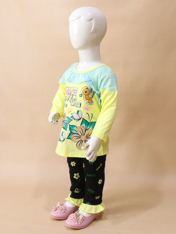 1Yr - 4Yrs Nice Light Yellow Suit For Girls BGF GS56