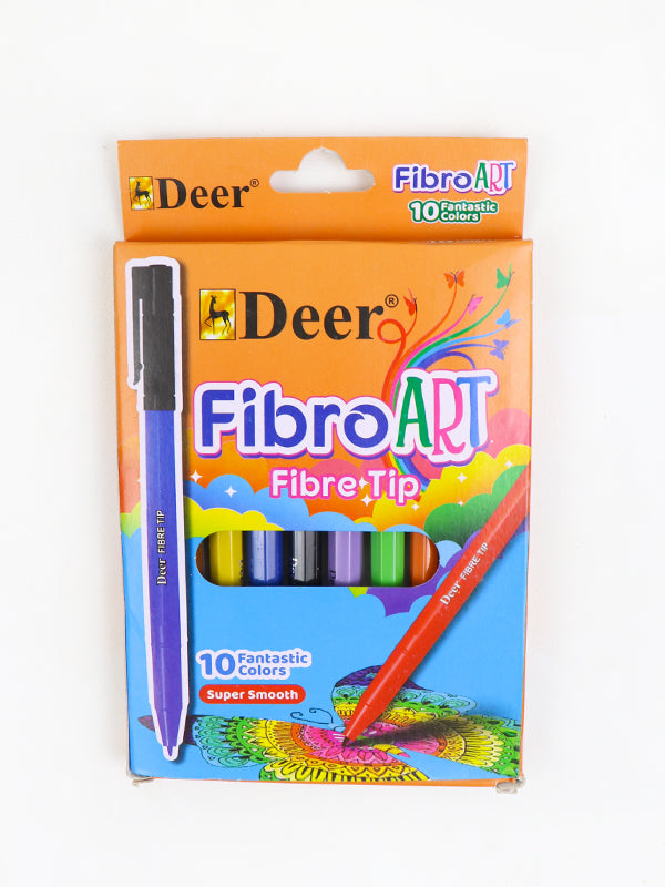 Pack Of 10 Fibro Art Fibre Tip Markers