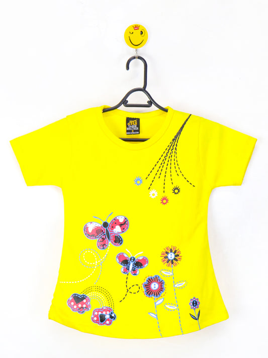 TB Girls T-Shirt 2.5 Yrs - 7 Yrs Floral Yellow