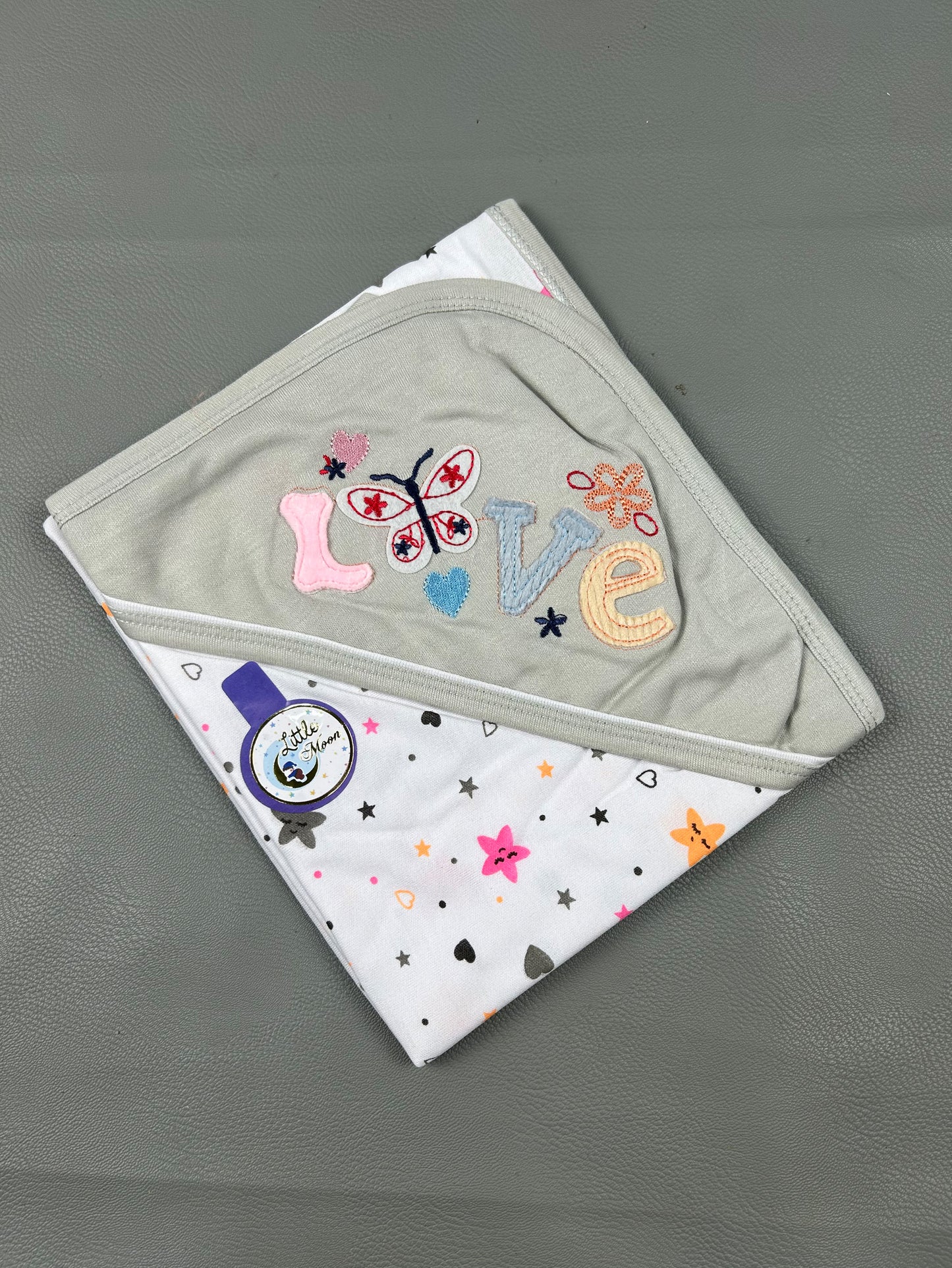 Light Grey Love Wrapping Sheet For Newborn NWS24