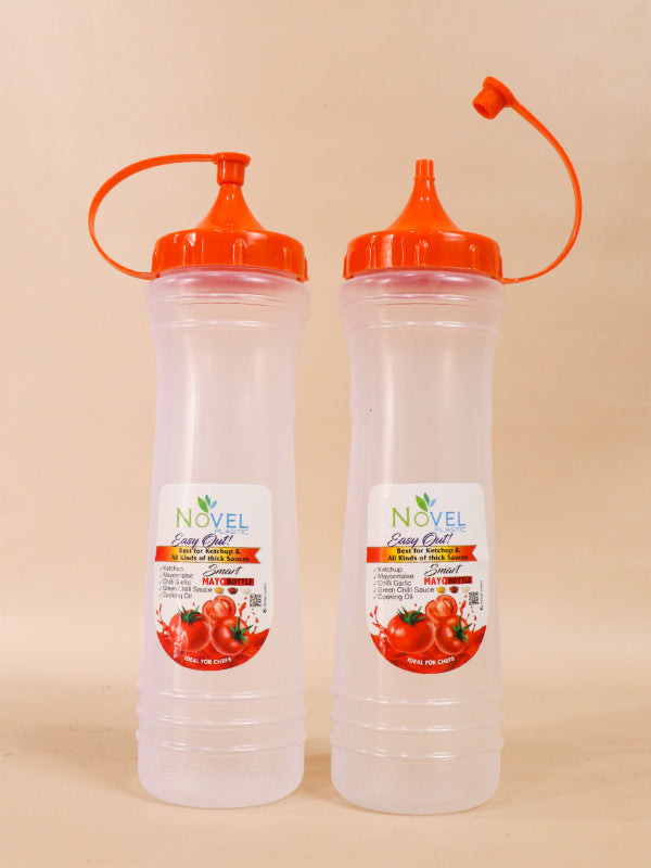 Pack Of 2 Orange Novel Transparent Large Ketchup Bottle