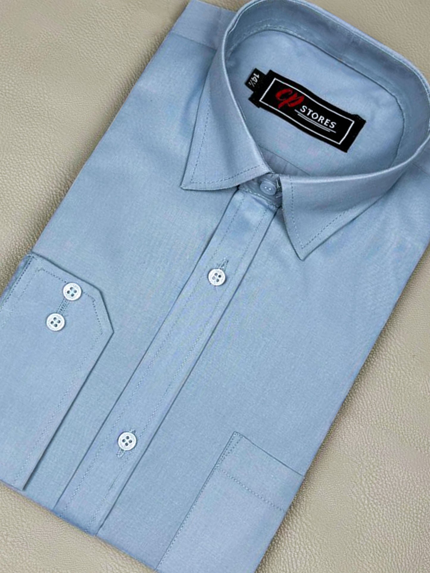 Plain Light Blue Formal Dress Shirt For Men MFS174