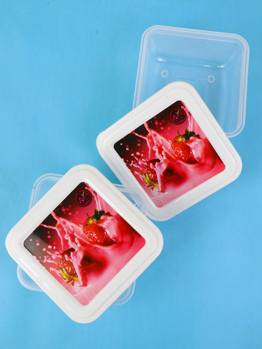 Pack of 2 Plastic Food Storage Box Strawberry