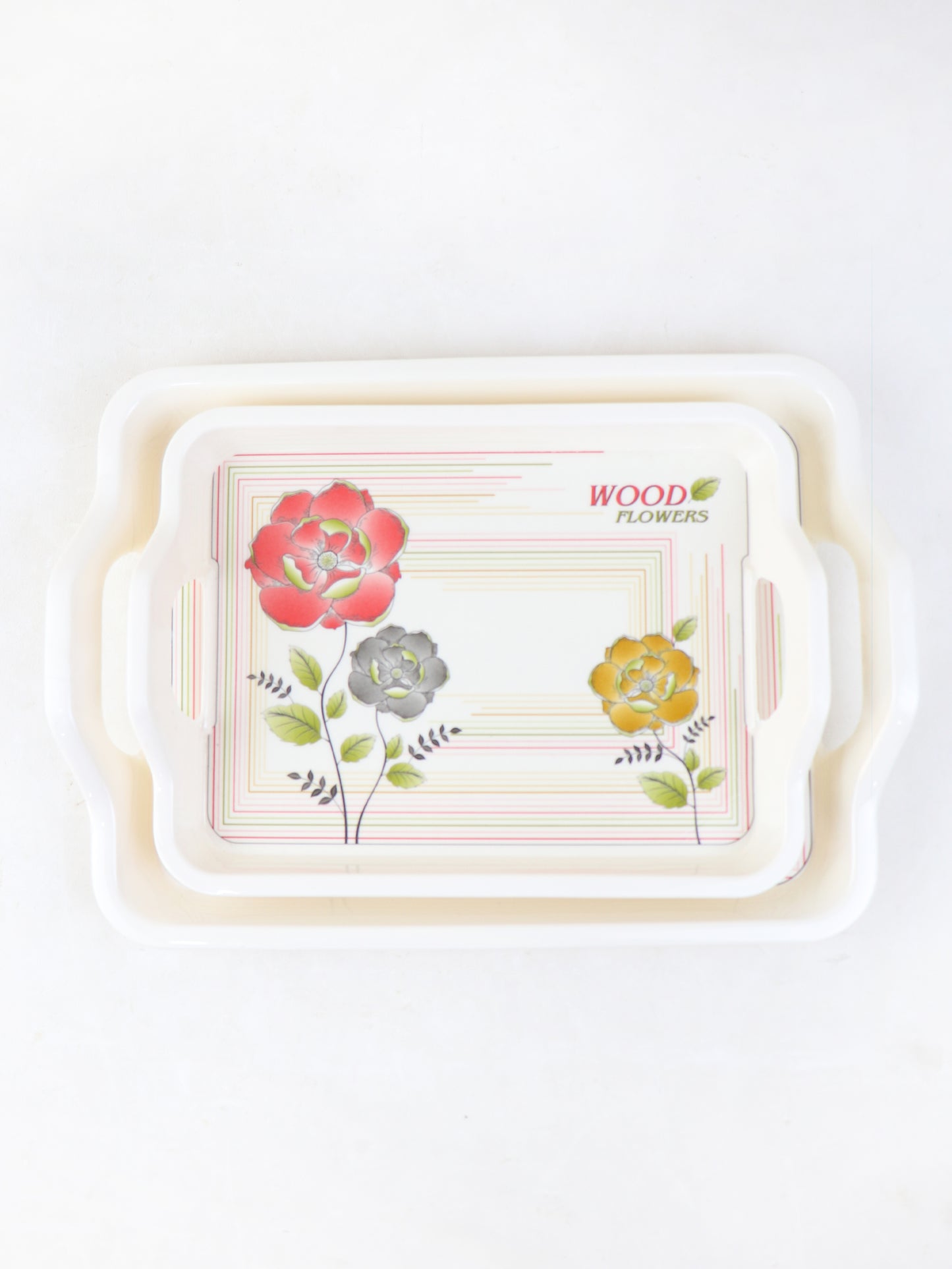 Pack of 2 Melamine Serving Tray Designed 07