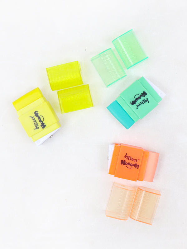 Derr Hurray Pack of 3 2in1 Sharpener & Eraser Multicolor