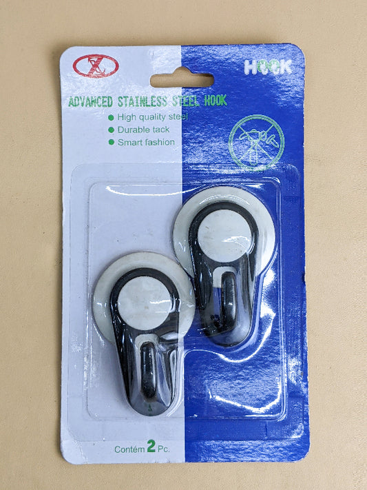 Pack Of 2 Sticky Wall Hooks Black HK9