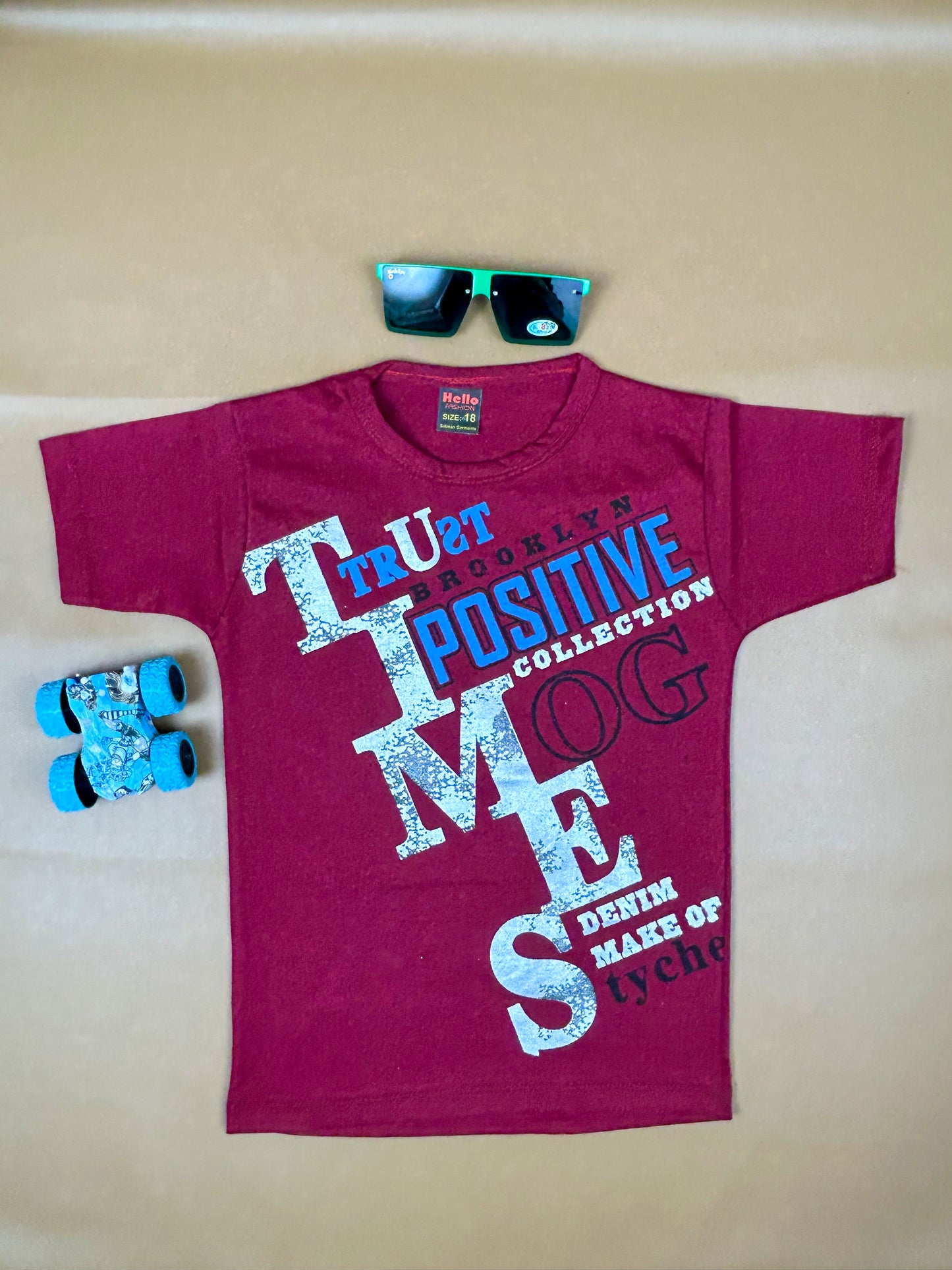 4Yrs - 9Yrs Positive Maroon T-Shirt For Boys BTS38