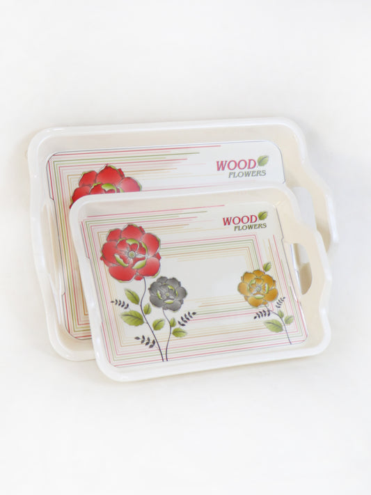 Pack of 2 Melamine Serving Tray Designed 07