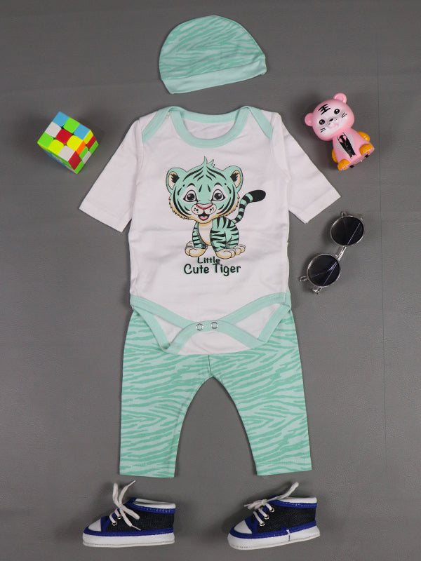 0Mth - 3Mth Tiger Light Green Romper For Newborn AJ NBR24