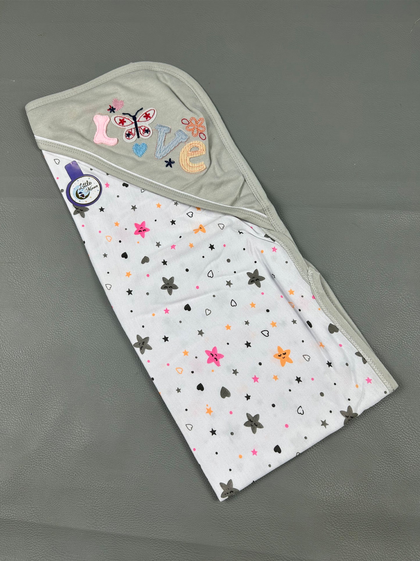 Light Grey Love Wrapping Sheet For Newborn NWS24