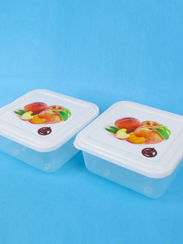 Pack of 2 Plastic Food Storage Box Peach