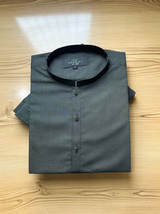 18/1-3 MSK502 Green Stitched Suit Sherwani Collar Kameez Shalwar For Men