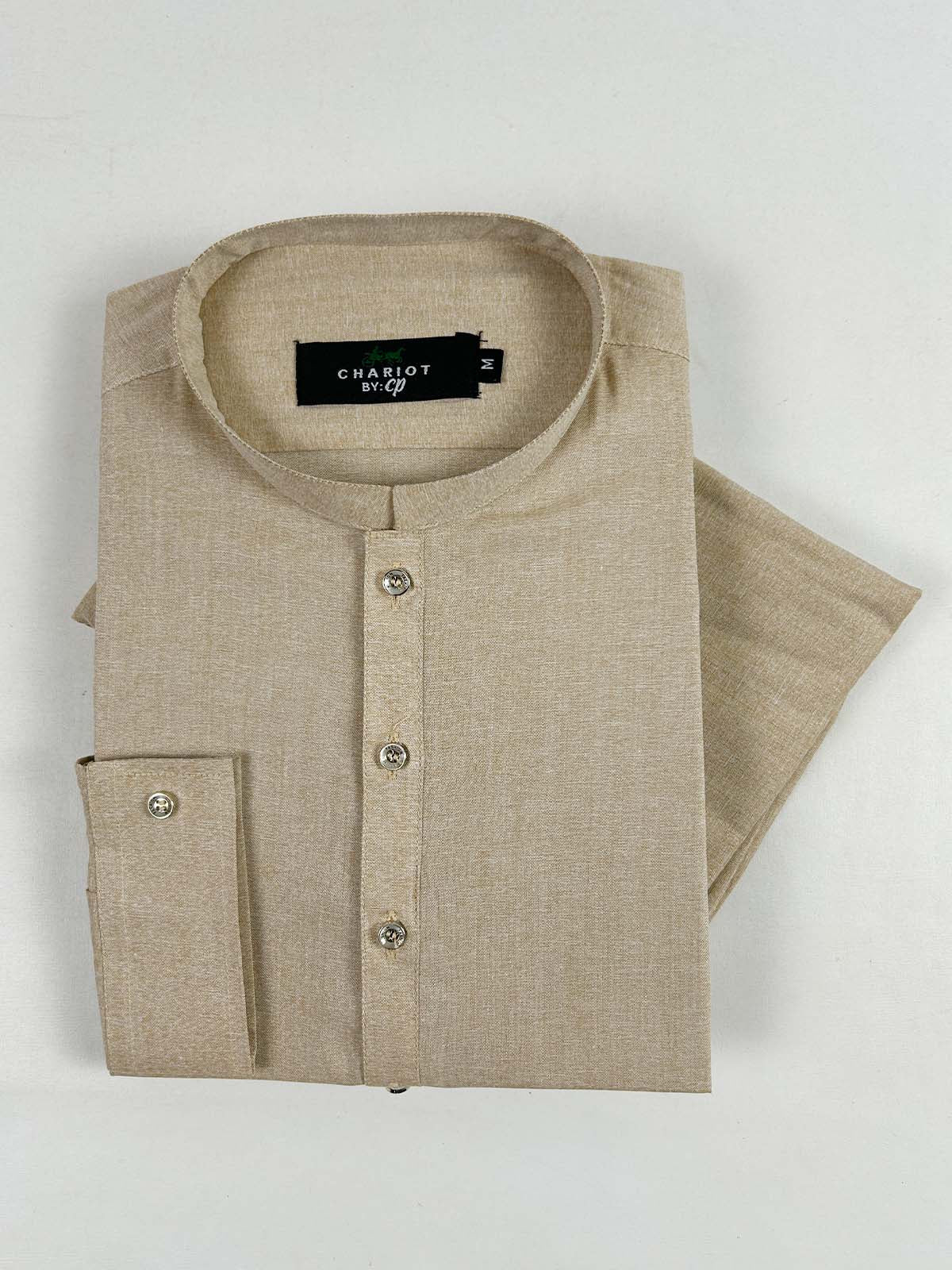 P875-3 Beige Stitched Kurta Pajama Suit For Men MSK293