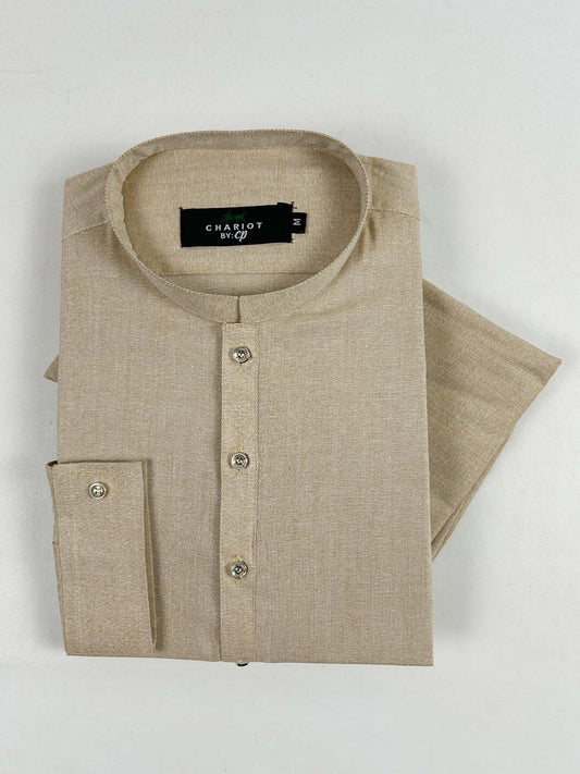 P875-3 Beige Stitched Kurta Pajama Suit For Men MSK293