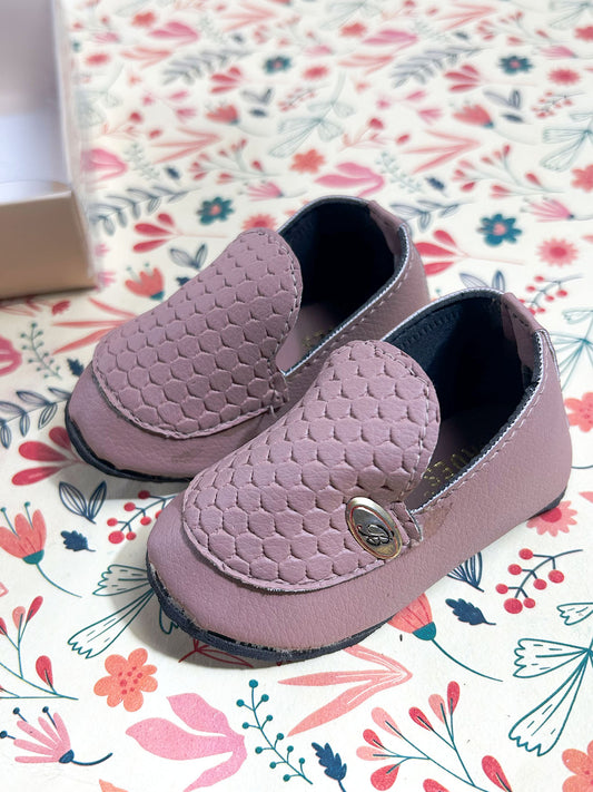 Dusty Mauve Loafer Booties For Newborn NB93