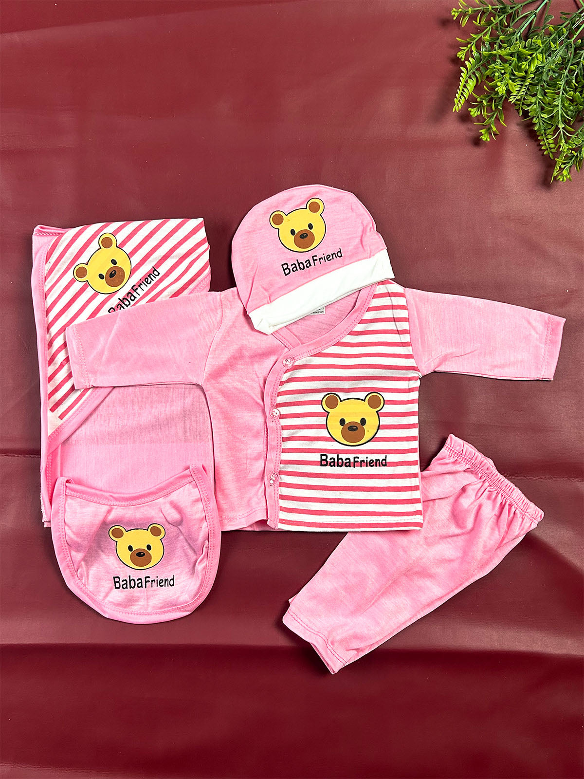 0Mth - 3Mth Baba Friend Pink 5Pcs Gift Set For Newborn NBGS443