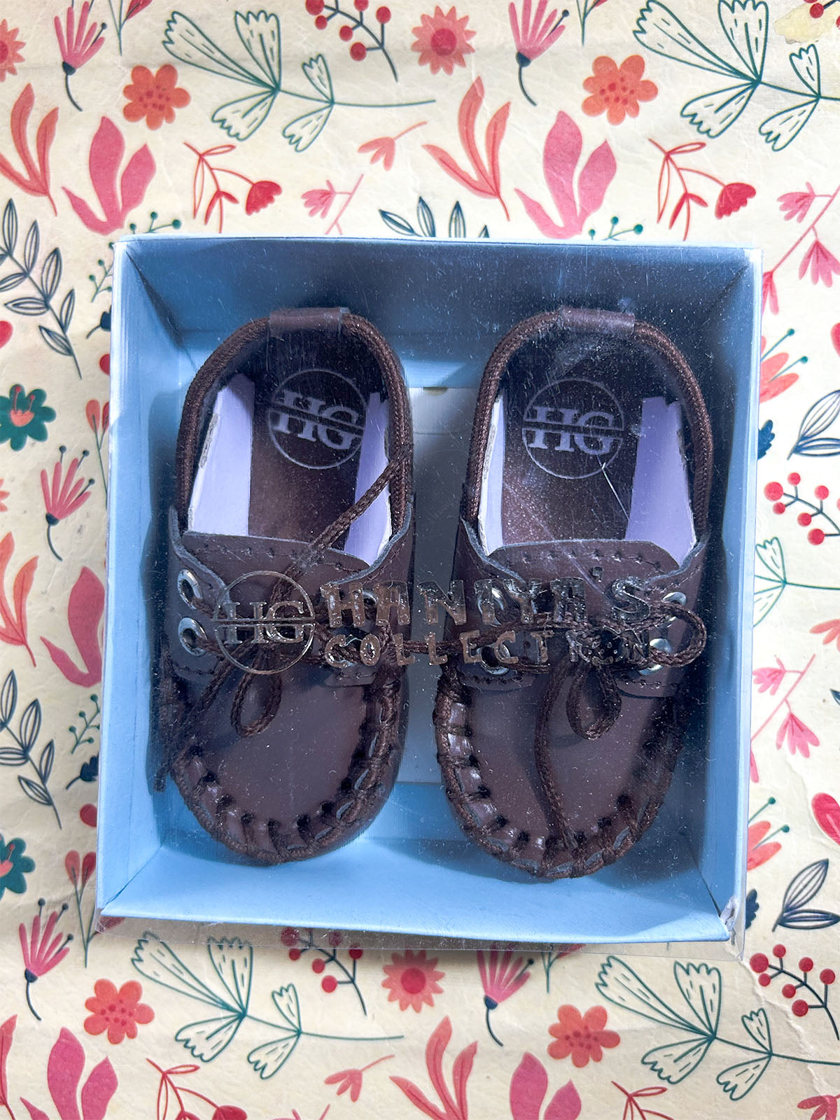 Chocolate Brown Lace-Up Moccasin Booties For Newborn NB124