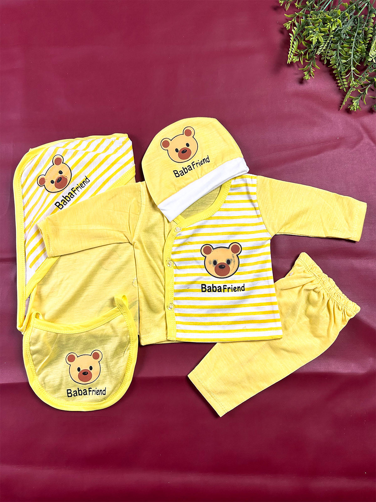 0Mth - 3Mth Baba Friend Yellow 5Pcs Gift Set For Newborn NBGS441