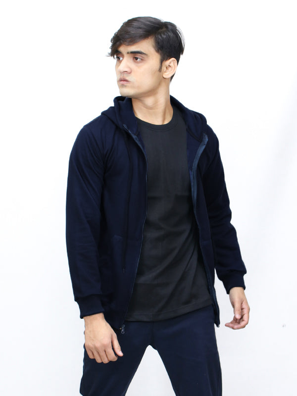 MM Unisex Zipper Hoodie Dark Navy Blue