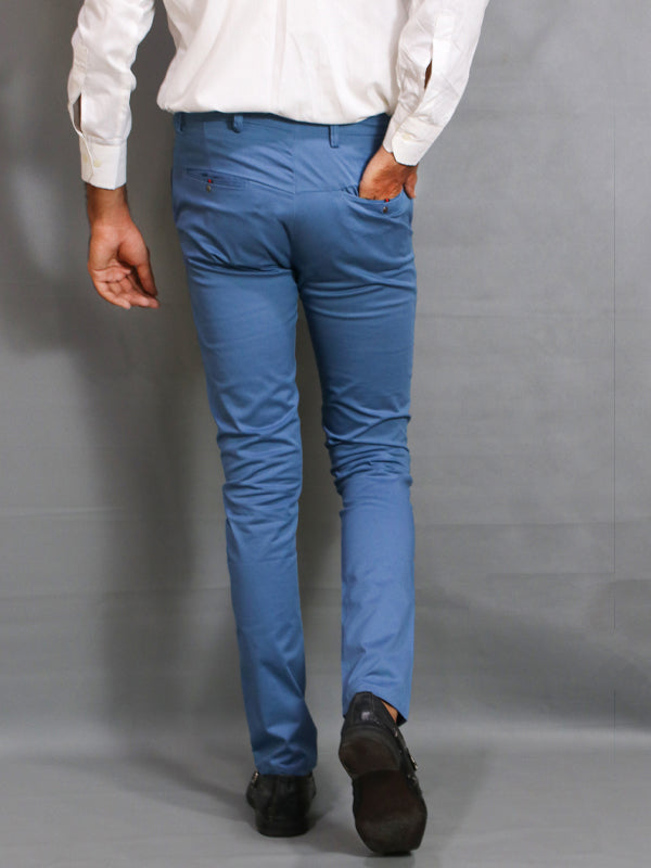 Blue Cotton Chino Pant For Men MCP01