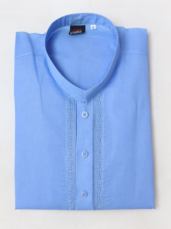 AM 100% Premium Cotton Kurta Sherwani Collar for Men Sky Blue