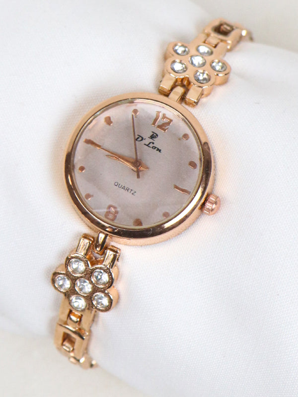 WW02 Stylish D'Lon Wrist Watch for Women Golden