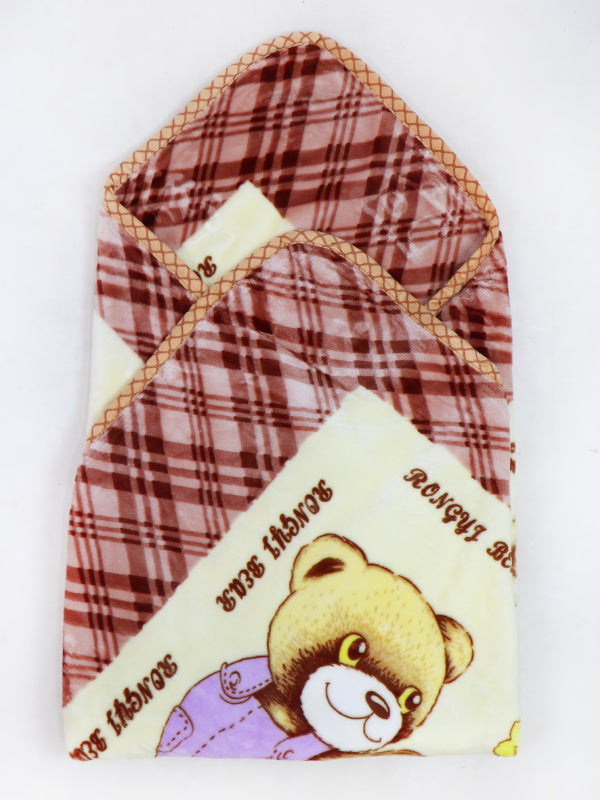 NBHB01 BB Newborn Hooded Blanket Bear Brown