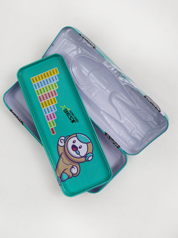 PB09 Metal Pencil Box For Kids Car Sea Green