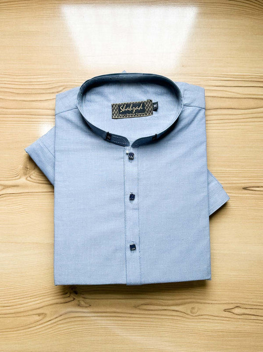 992-3 Blue Stitched Suit Sherwani Collar Kameez Shalwar For Men MSK464