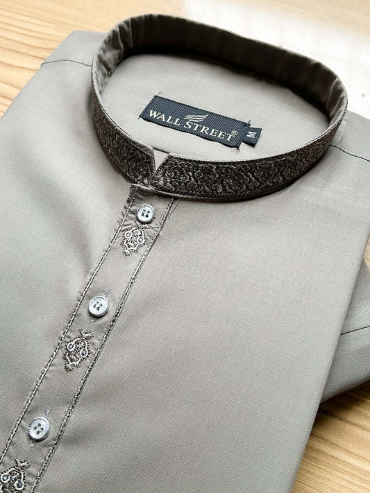 925-3 Dust Brown Stitched Suit Sherwani Collar Kameez Shalwar For Men MSK457