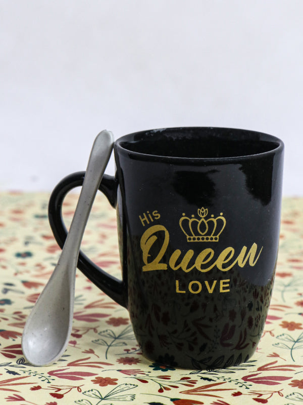 Queen Black Coffee Mug with Spoon