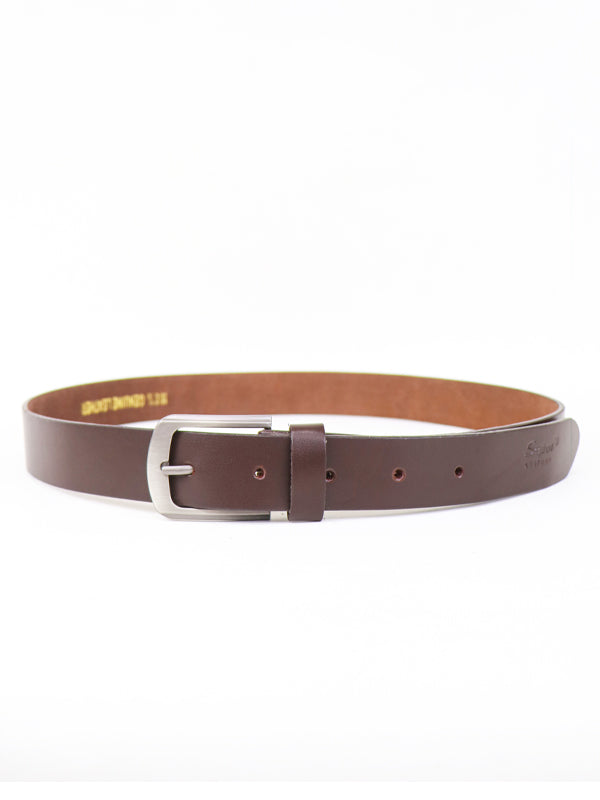 MB08 Brown Faux Leather Slim Belt